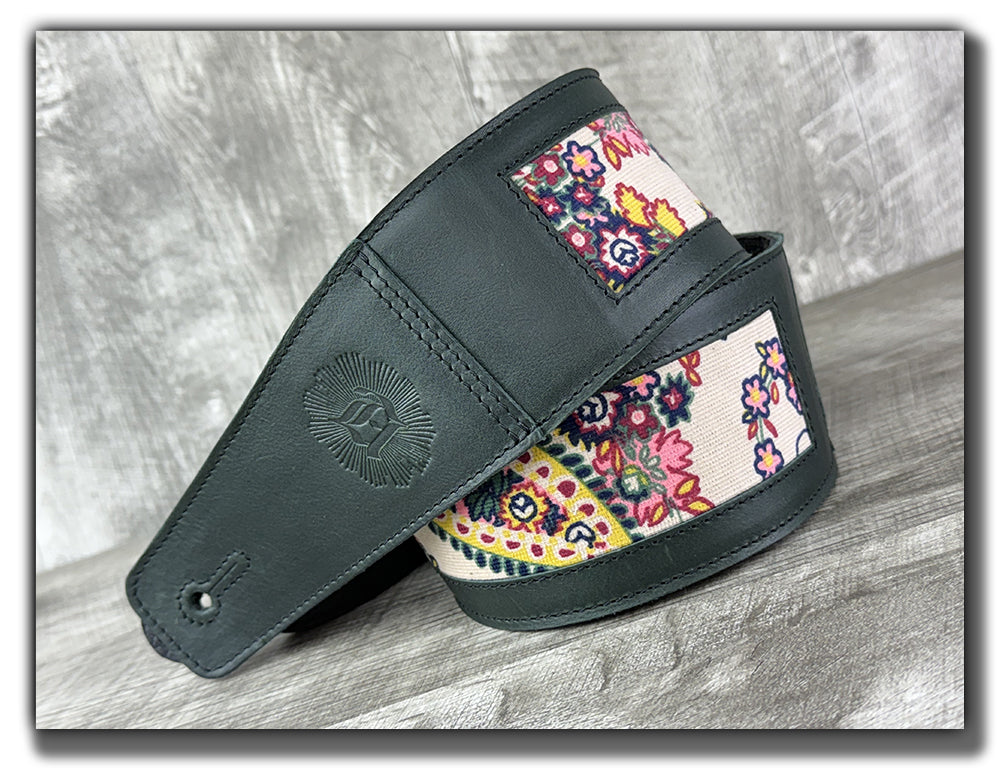 Frida - Nightfern Green Veg Tan Leather Guitar Strap - Numbered Limited Edition