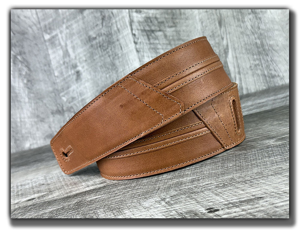 Straight Up - Pecan Veg Tan Leather Guitar Strap