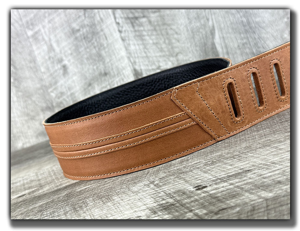 Straight Up - Pecan Veg Tan Leather Guitar Strap