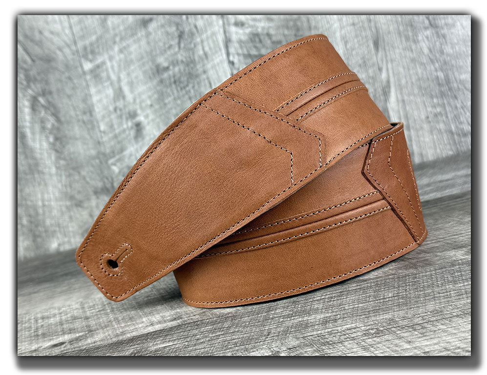 Straight Up - Pecan Veg Tan Leather Guitar Strap
