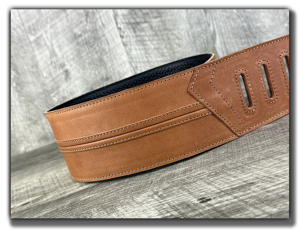 Straight Up - Pecan Veg Tan Leather Guitar Strap