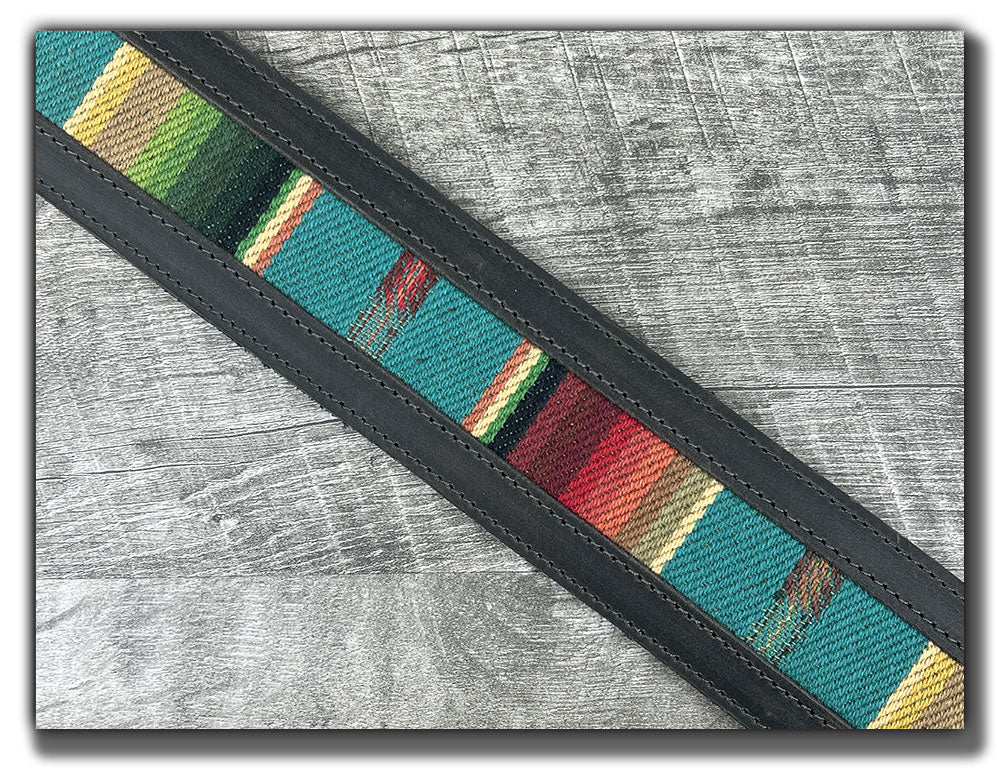 El Camino - Aged Steel / Turquoise Leather Guitar Strap