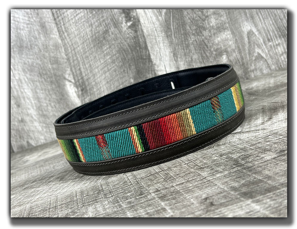 El Camino - Aged Steel / Turquoise Leather Guitar Strap