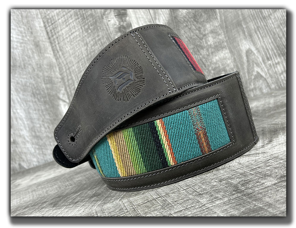 El Camino - Aged Steel / Turquoise Leather Guitar Strap