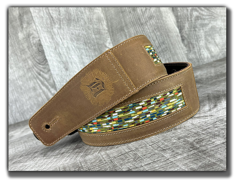 Abstraction - Tobacco Leather Guitar Strap - Numbered Limited Edition