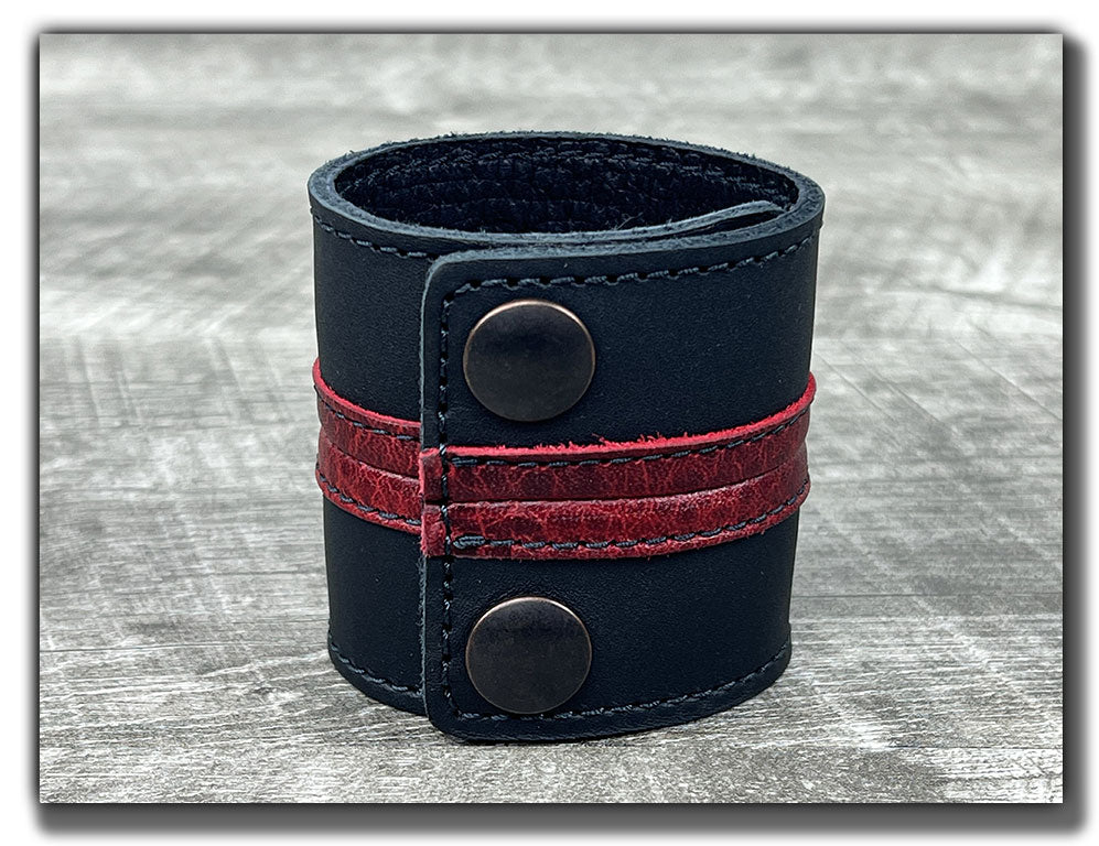 Straight Up - Carbon Black with Rouge Leather Cuff