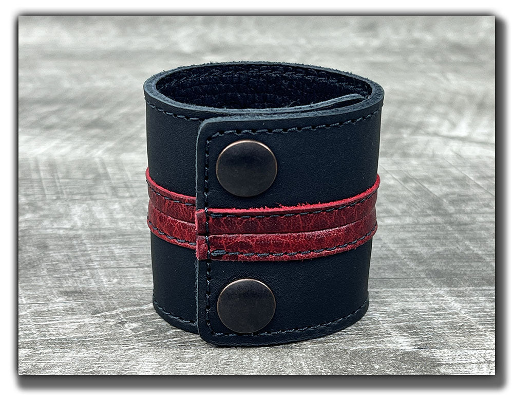 Straight Up - Carbon Black with Rouge Leather Cuff