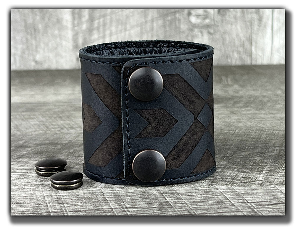 Aztec - Carbon Black Leather Cuff