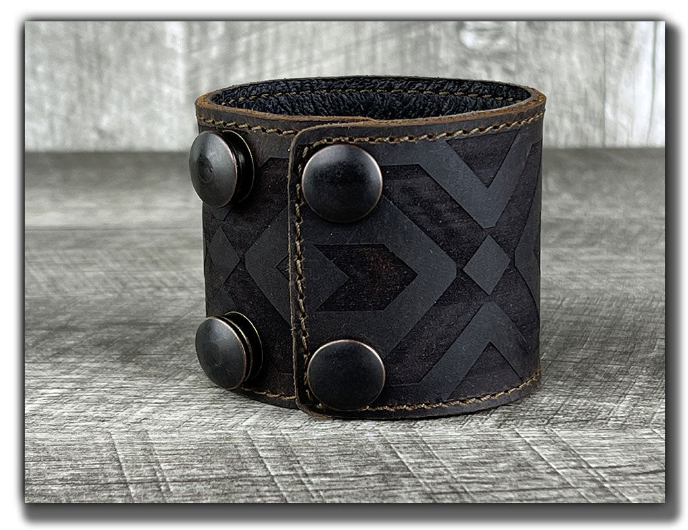 Aztec - Whiskey Brown Leather Cuff