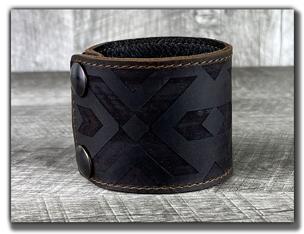 Aztec - Whiskey Brown Leather Cuff