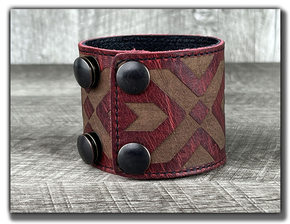 Aztec - Canyon Rouge Leather Cuff