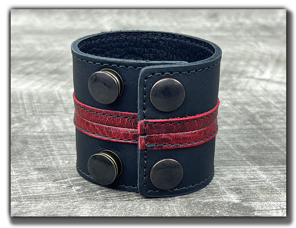 Straight Up - Carbon Black with Rouge Leather Cuff