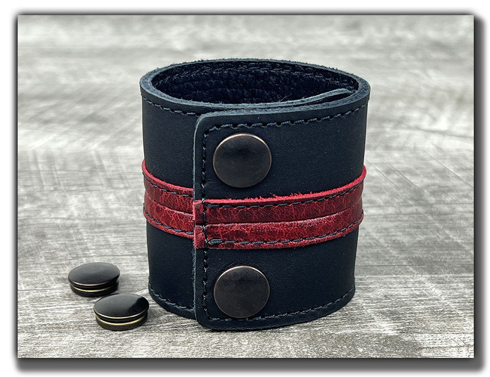 Straight Up - Carbon Black with Rouge Leather Cuff