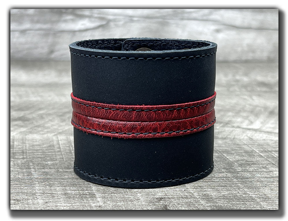 Straight Up - Carbon Black with Rouge Leather Cuff