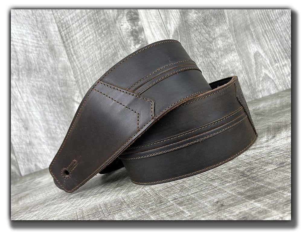 Straight Up - Whiskey Brown Leather Guitar Strap 3"