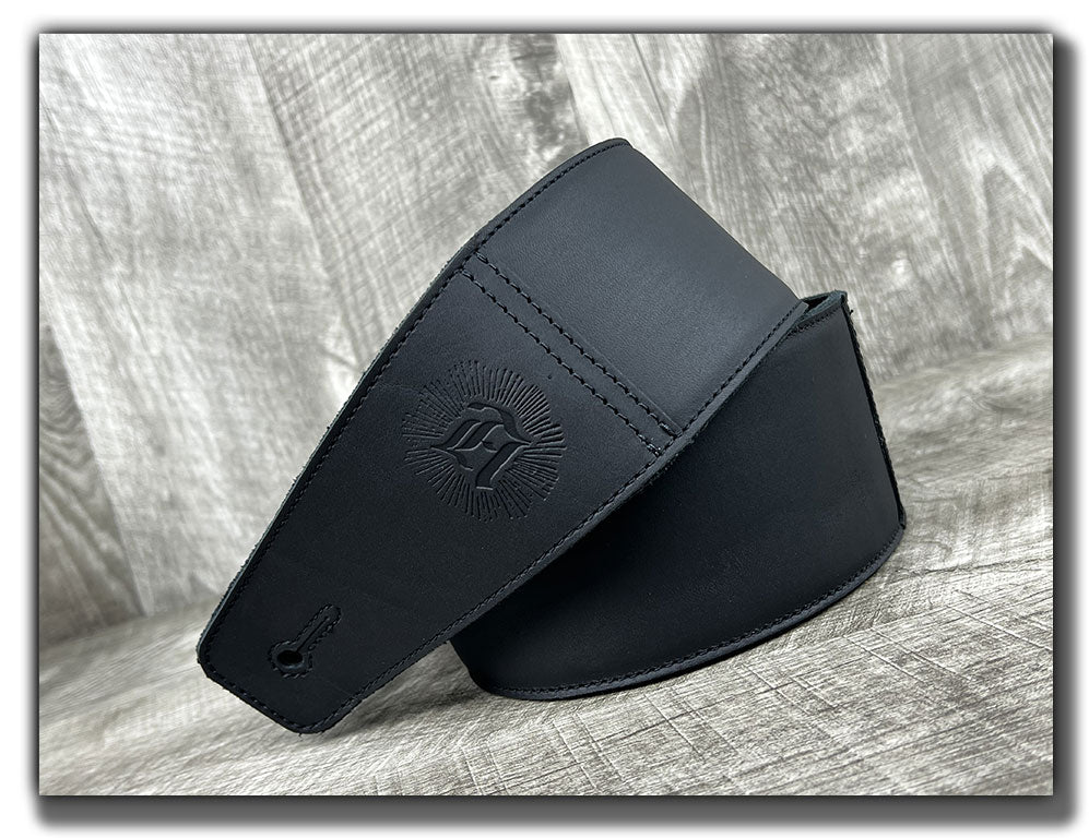 The Reticent - Carbon Black Leather Guitar Strap