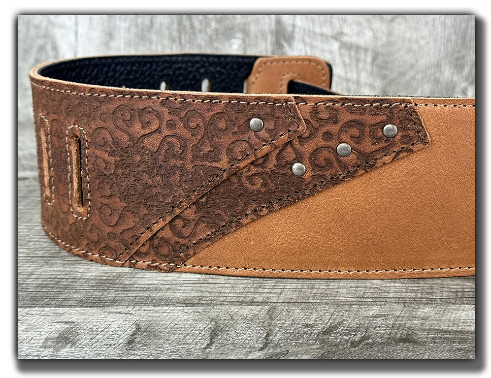 Overland - Pecan Veg Tan Leather Guitar Strap