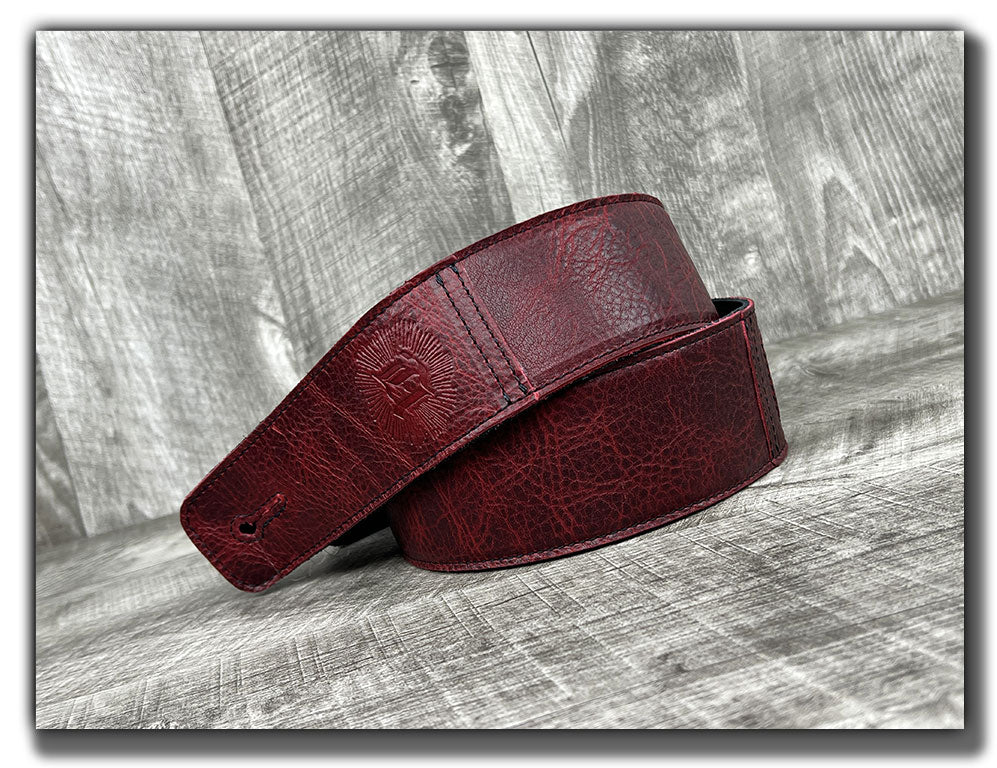 The Reticent - Canyon Rouge Leather Guitar Strap