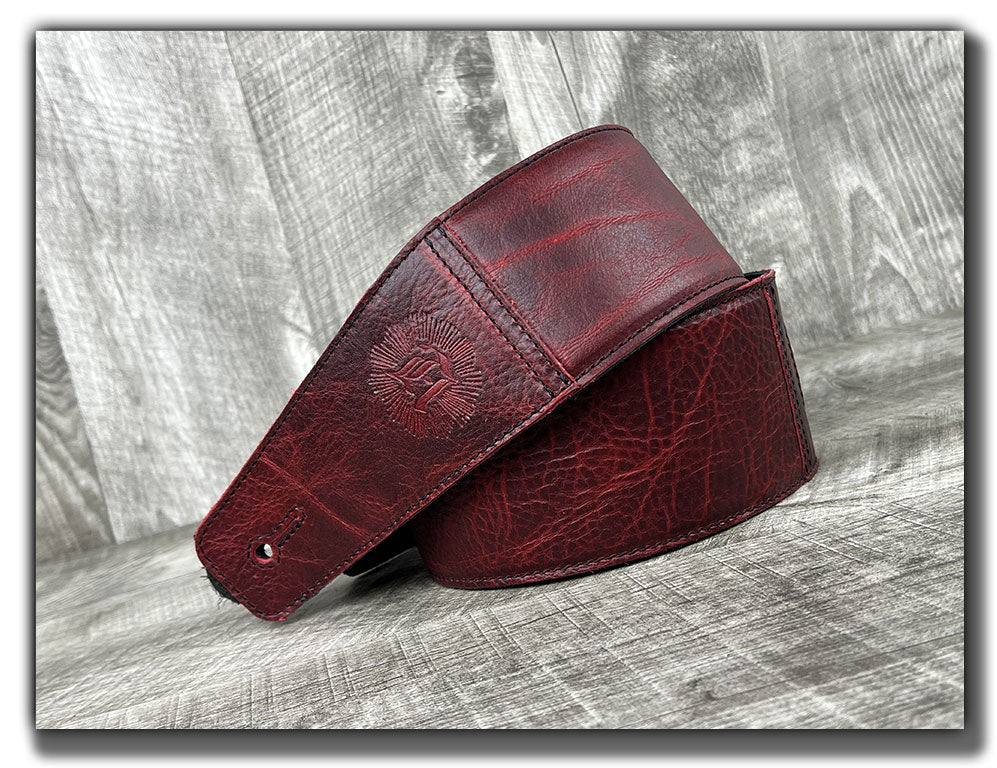 The Reticent - Canyon Rouge Leather Guitar Strap