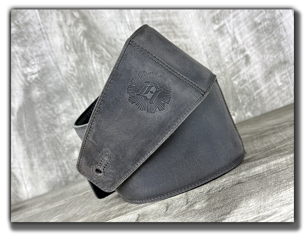 The Reticent - Aged Steel Leather Guitar Strap