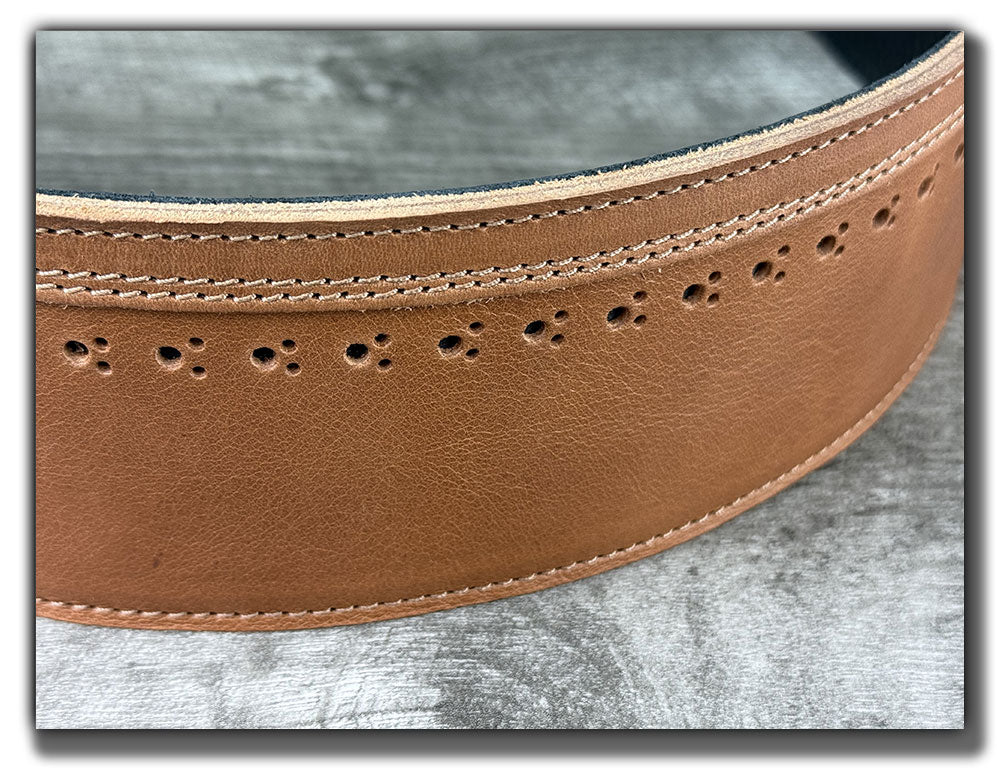 Walk The Line - Pecan Veg Tan Leather Guitar Strap