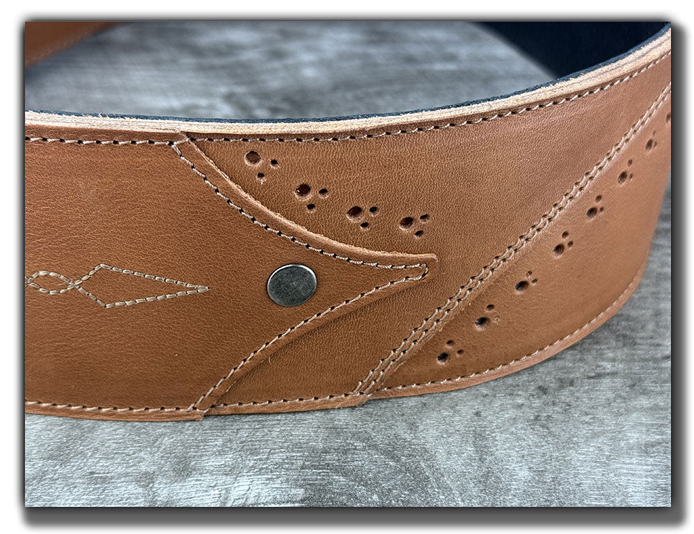 Walk The Line - Pecan Veg Tan Leather Guitar Strap