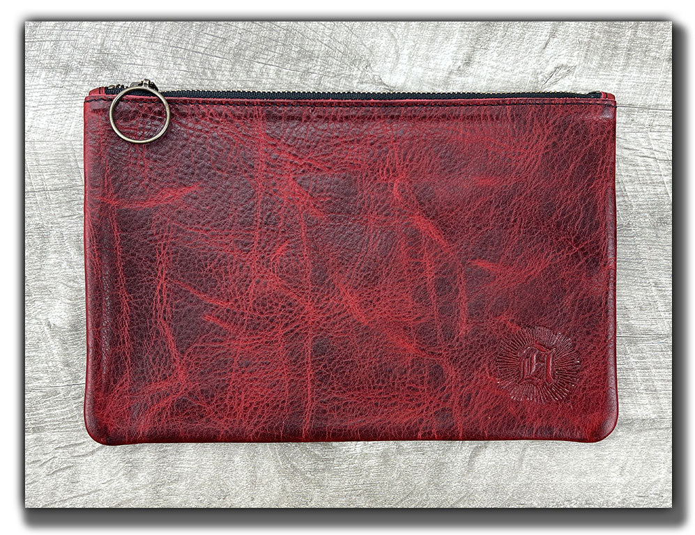 Leather Zipper Pouch - Canyon Rouge