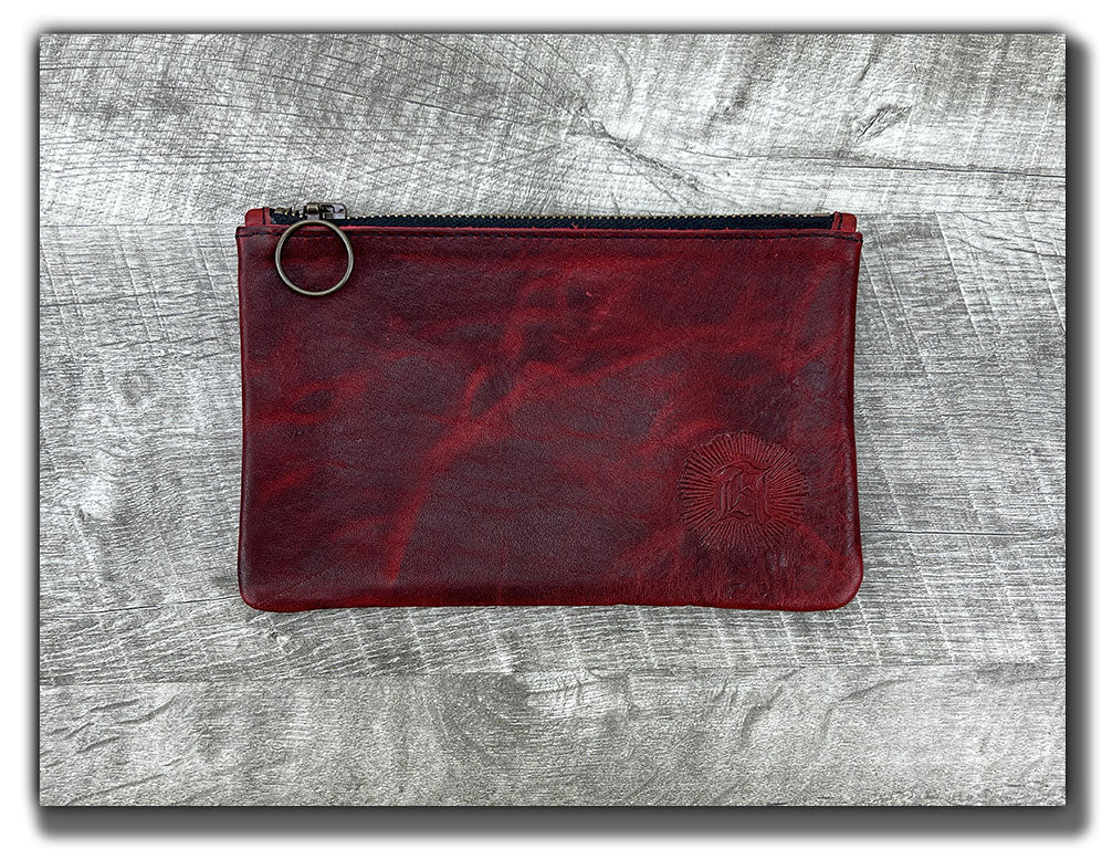 Leather Zipper Pouch - Canyon Rouge