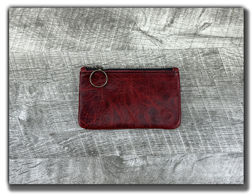 Leather Zipper Pouch - Canyon Rouge