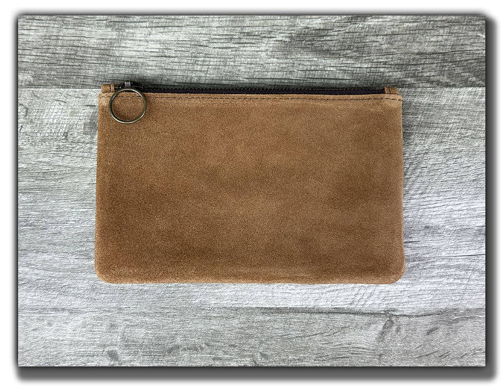 Leather Zipper Pouch - Sienna Suede