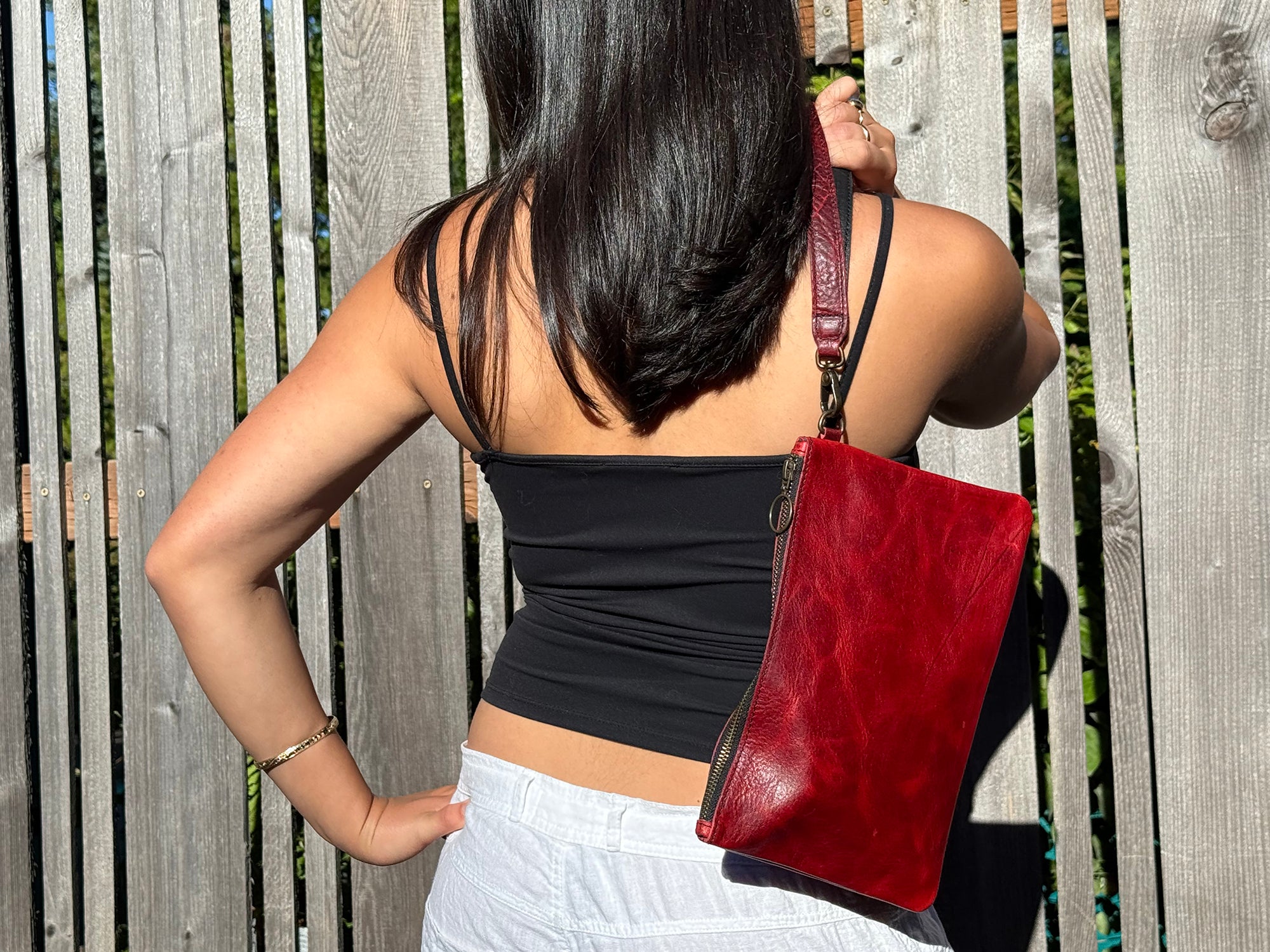 Leather Zipper Pouch - Canyon Rouge