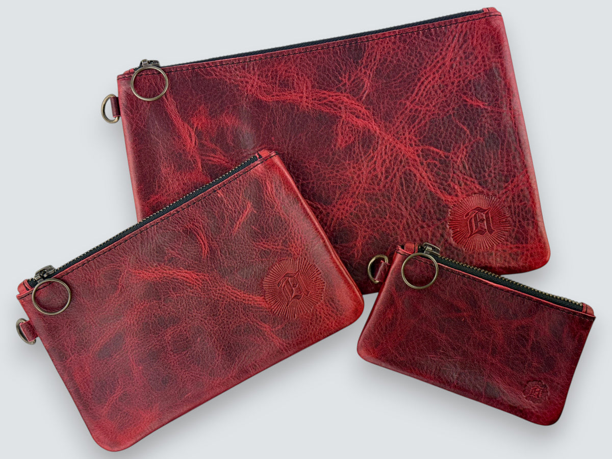 Leather Zipper Pouch - Canyon Rouge