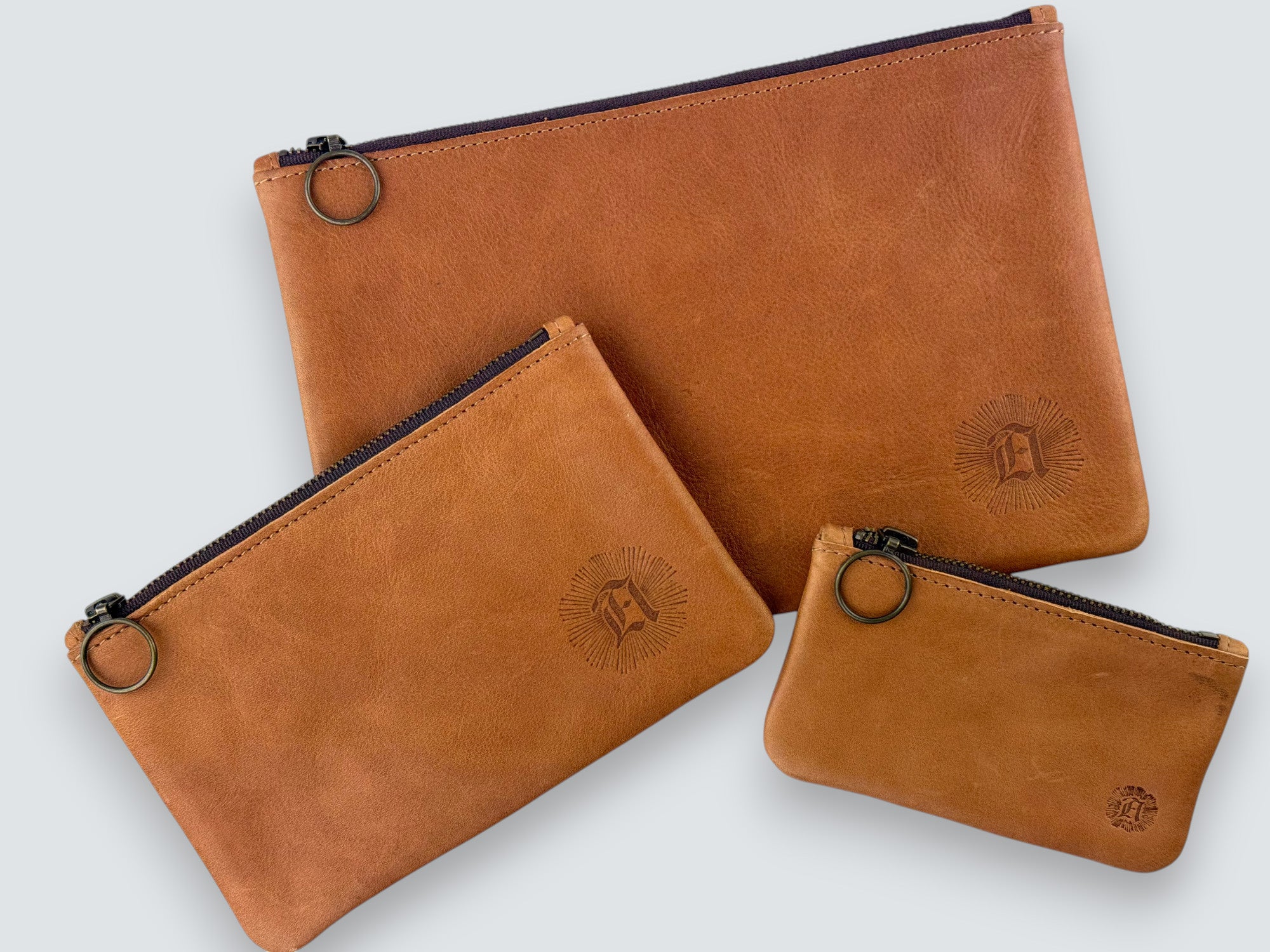 Leather Zipper Pouch - Pecan Vegetable-Tanned