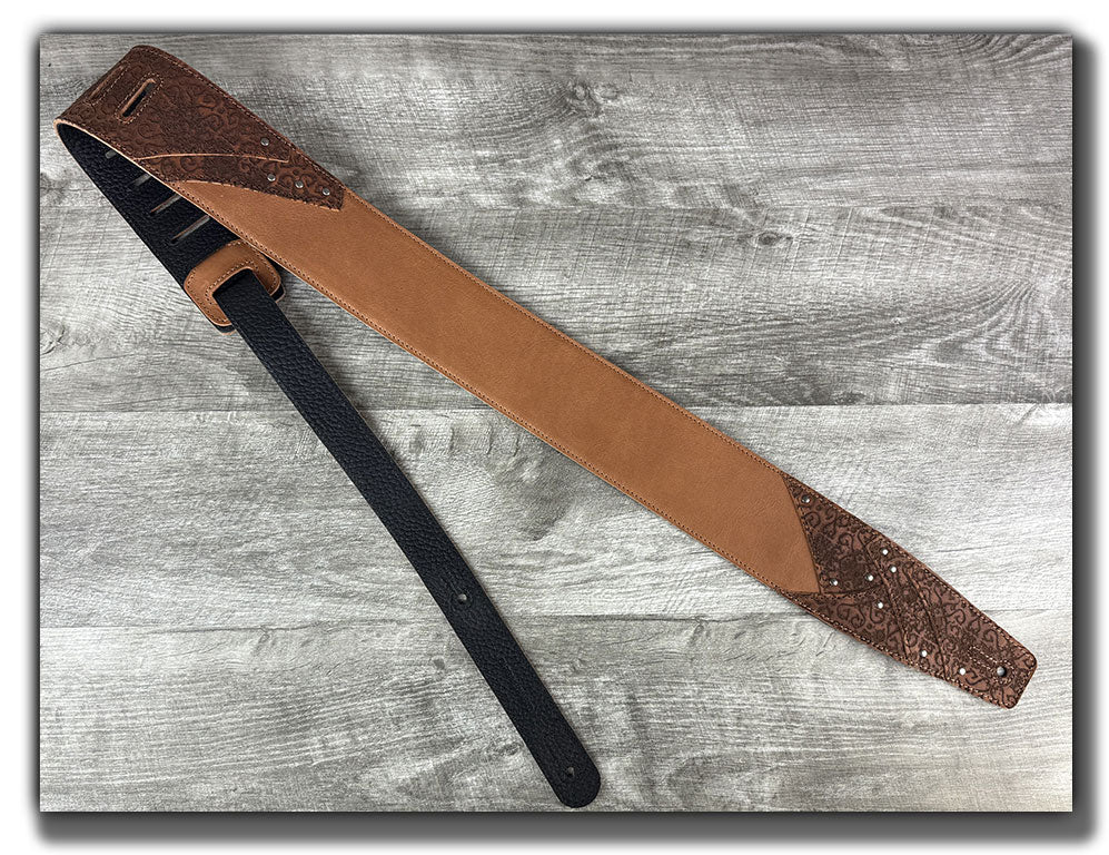 Overland - Pecan Veg Tan Leather Guitar Strap
