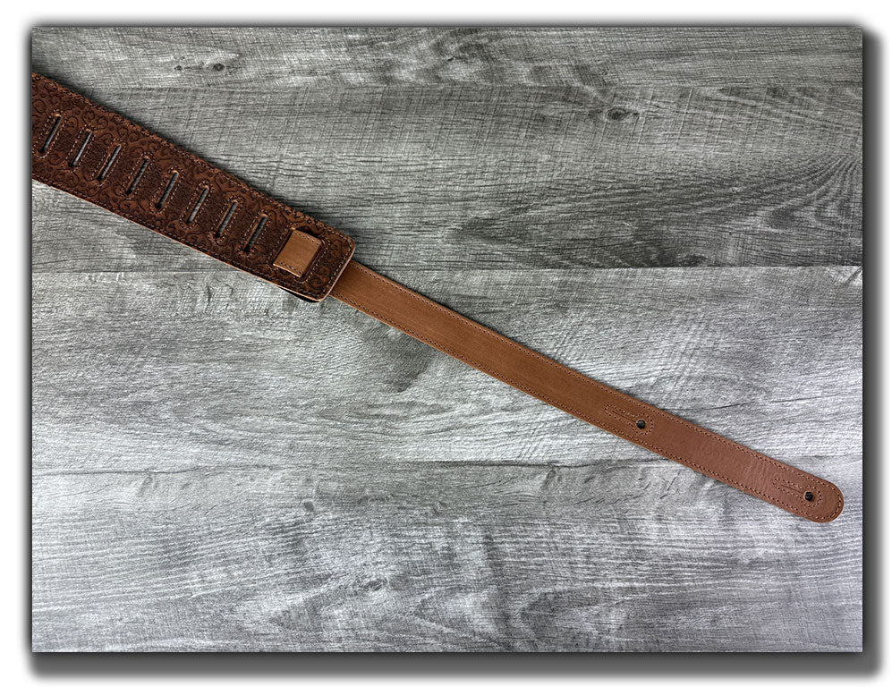 Overland - Pecan Veg Tan Leather Guitar Strap