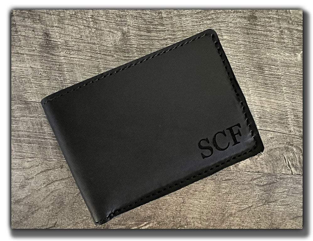 Minimalist Leather Bi-Fold Wallet - Carbon Black
