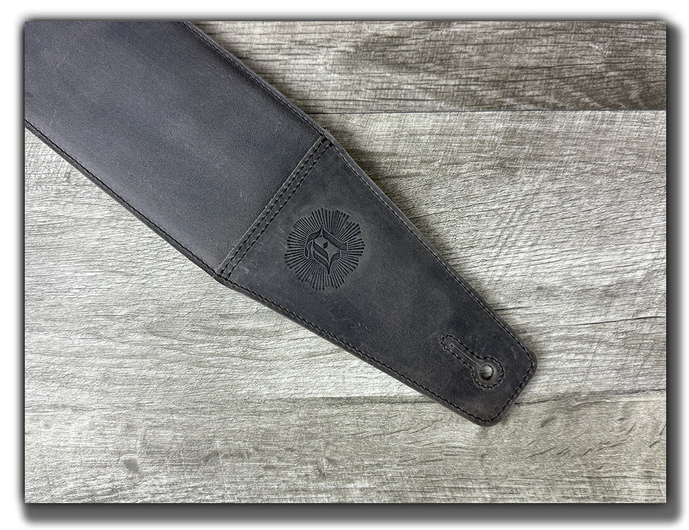 The Reticent - Aged Steel Leather Guitar Strap