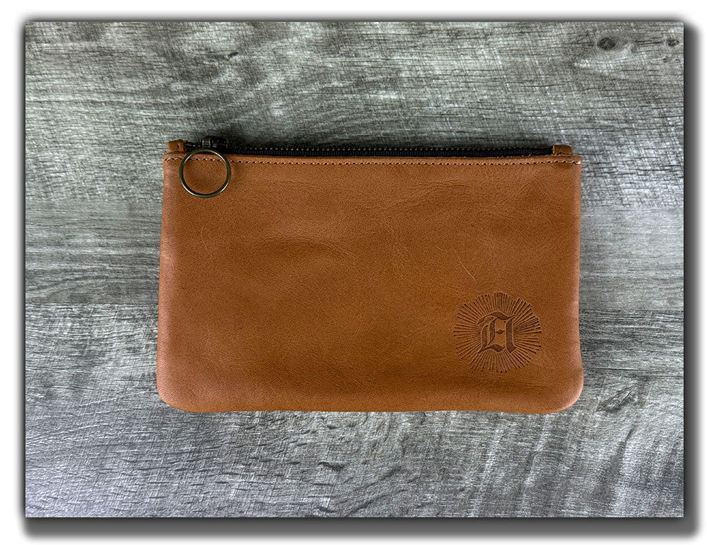 Leather Zipper Pouch - Pecan Vegetable-Tanned