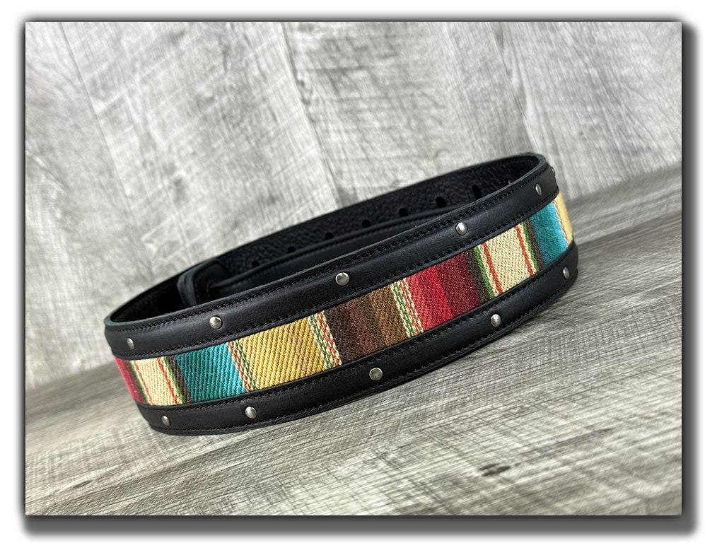 El Camino - Phantom Black / Mustang Veg Tan Leather Guitar Strap