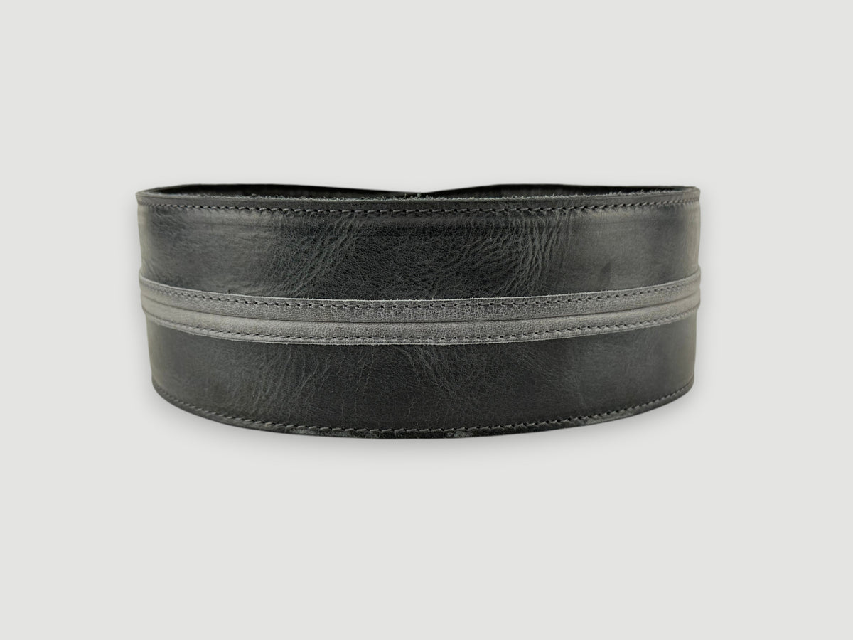 Straight Up - Relic Black with Slate Stripe Leather Guitar Strap