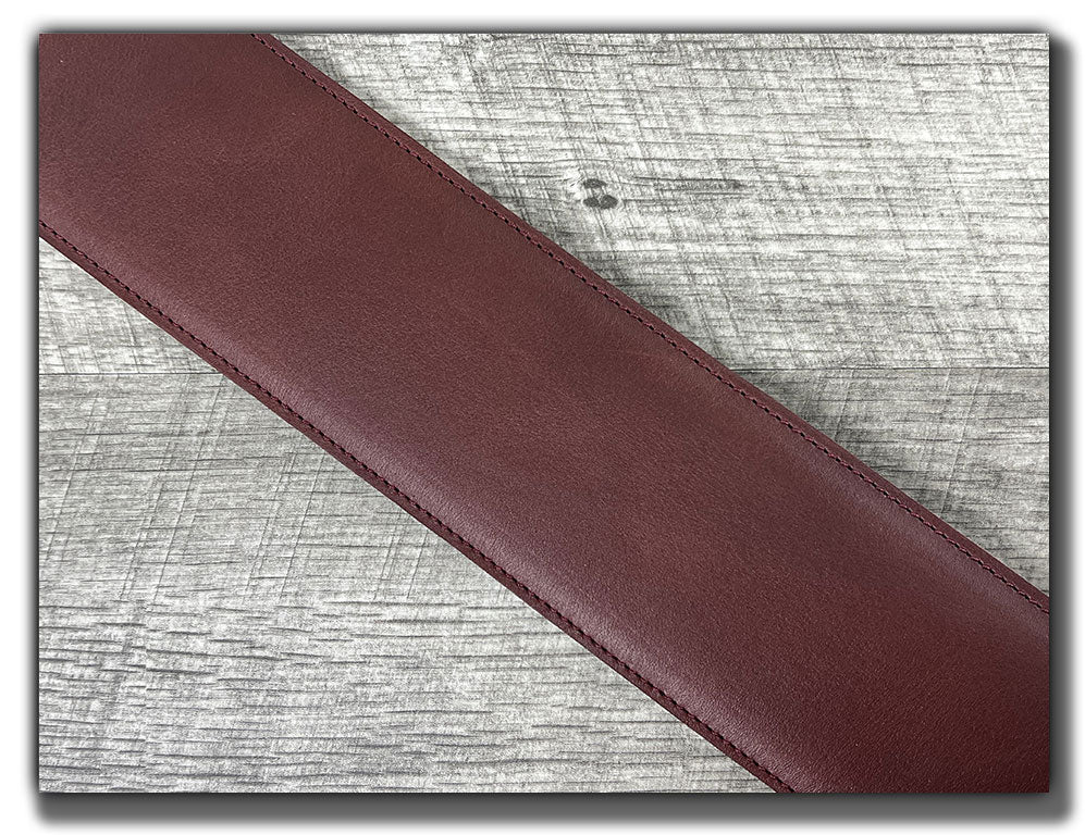 The Reticent - Ancho Chili Veg Tan Leather Guitar Strap