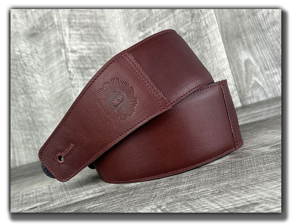 The Reticent - Ancho Chili Veg Tan Leather Guitar Strap