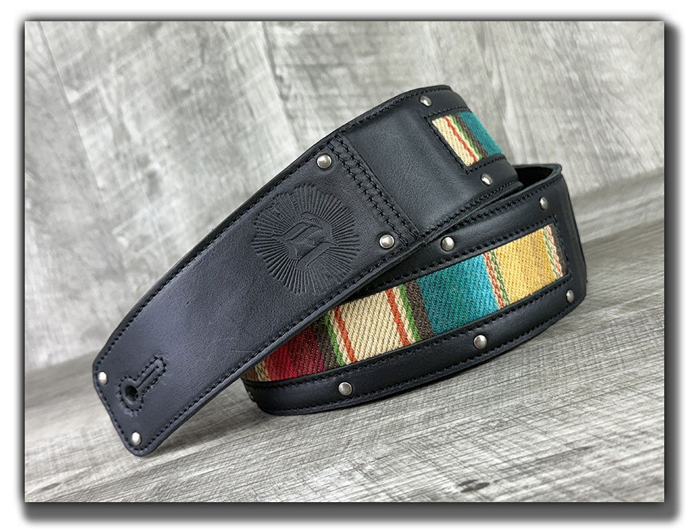 El Camino - Phantom Black / Mustang Veg Tan Leather Guitar Strap