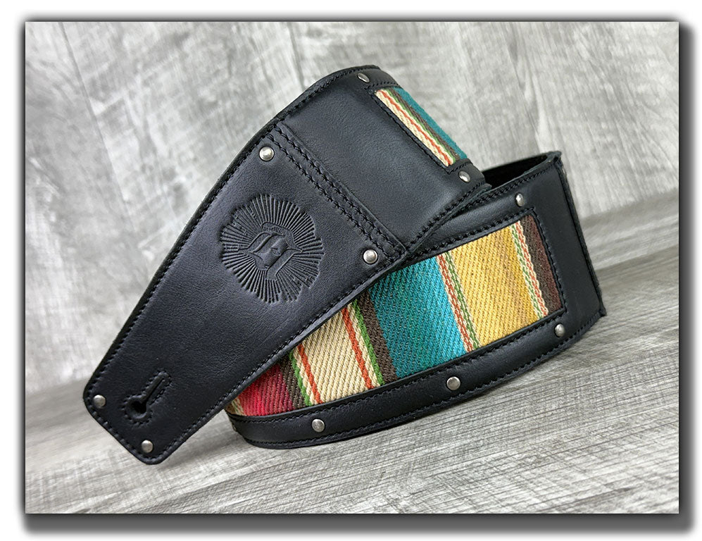 El Camino - Phantom Black / Mustang Veg Tan Leather Guitar Strap