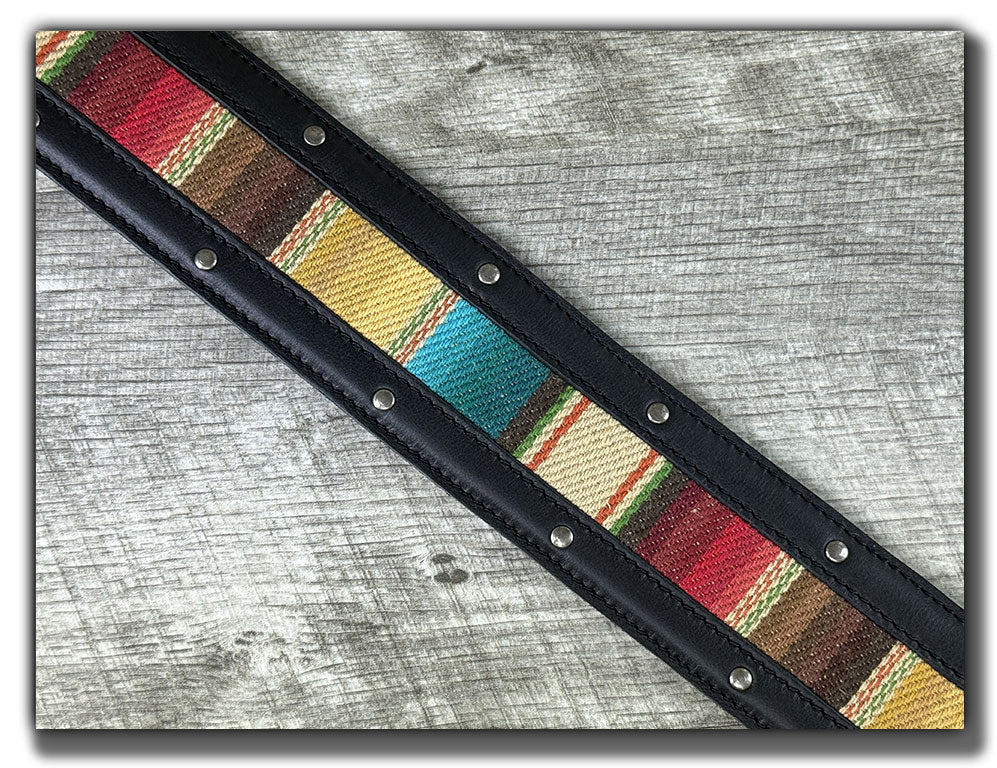 El Camino - Phantom Black / Mustang Veg Tan Leather Guitar Strap