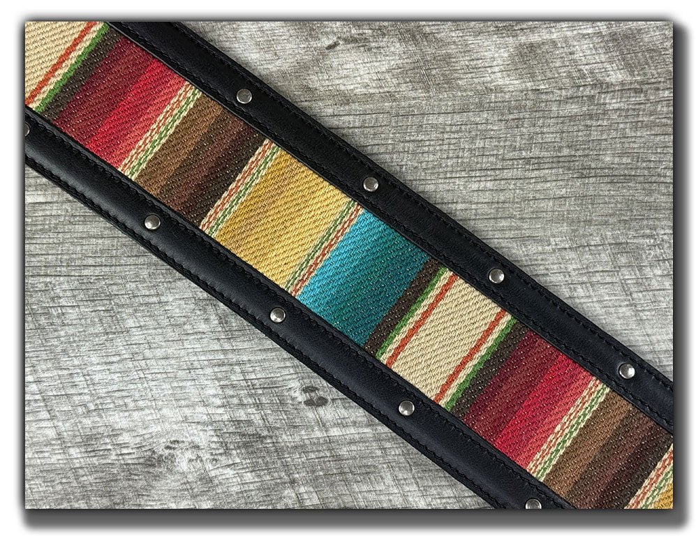 El Camino - Phantom Black / Mustang Veg Tan Leather Guitar Strap