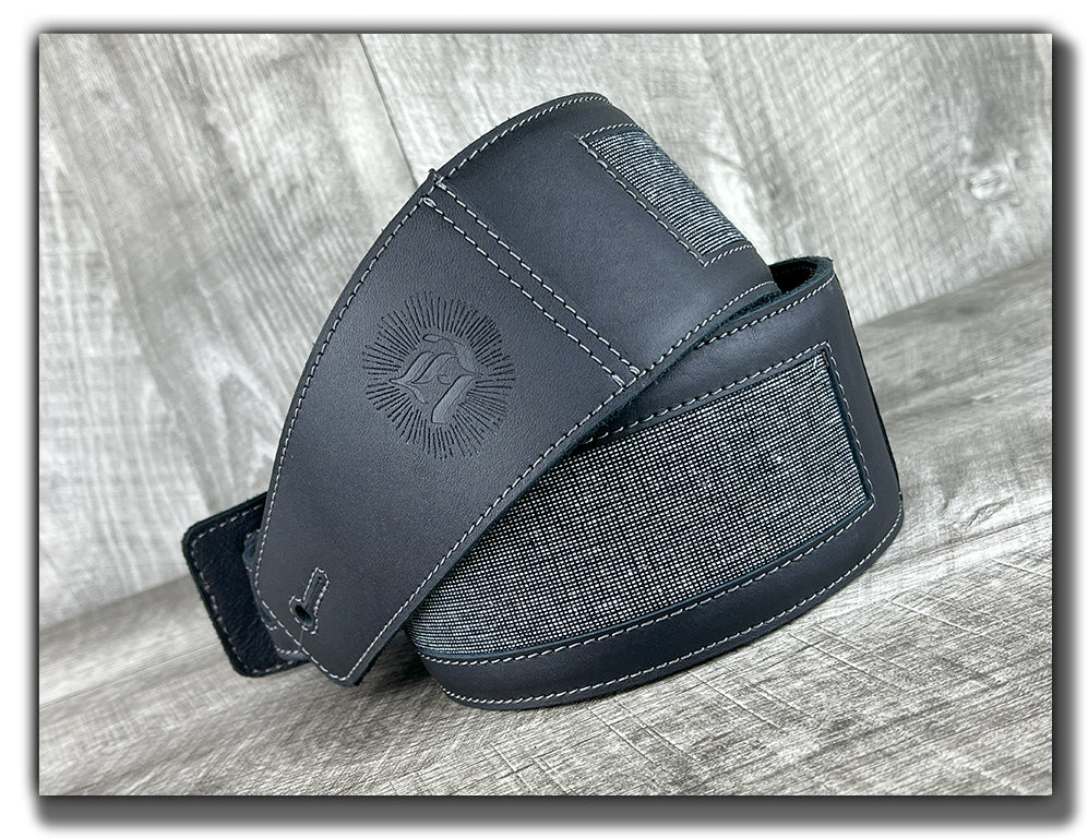 Zenith - Carbon Black Leather Guitar Strap - Numbered Limited Edition