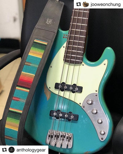 El Camino - Aged Steel / Turquoise Leather Guitar Strap