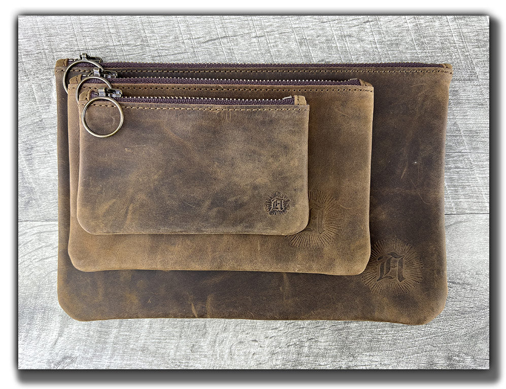 Leather Zipper Pouches