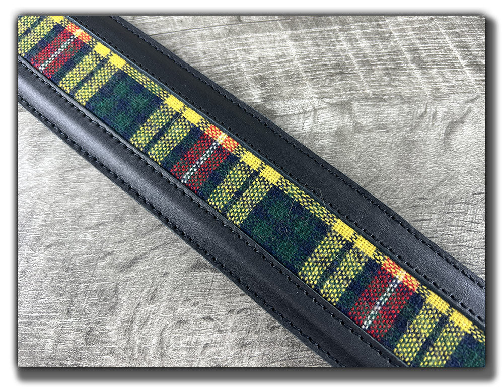 Buchanan - Tartan Plaid and Carbon Black Leather Guitar Strap - Numbered Limited Edition